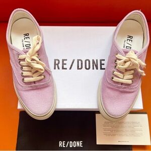 New! RE/DONE 70s Low Top Skate Canvas Sneakers Canvas in Faded Lilac